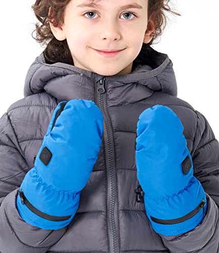 Aroma Season Electric Heated Winter Gloves for Kids and Baby Mittens, Toddler Warm Waterproof Ski Snow Gloves(L/XL, Blue)