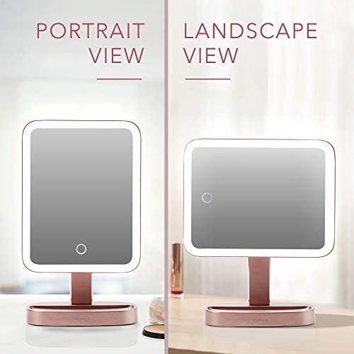 Fancii LED Makeup Mirror with 3 Light Settings and 15x Magnifying Mirror - Choose Between Natural Daylight, Soft White, or Neutral White Lights - Aura (Rose Gold)