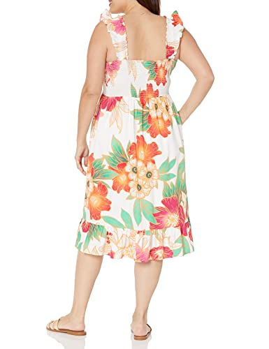 Image of The Drop Womens Kimi Ruffled Shoulder Smocked Midi Dress
