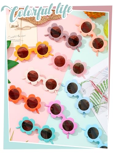 Kanayu 20 Pairs Flower Sunglasses Adult 5.71 Inch Round UV Protection Sunflower Sunglasses Colorful Flower Shaped Eyewear for Women Men Birthday Party Accessories Gifts4