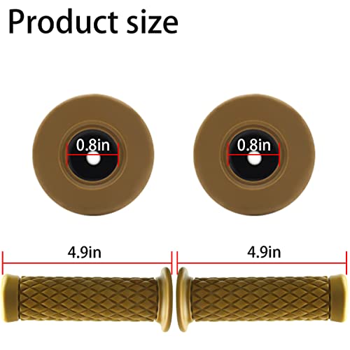 Image of Motorcycle Hand Grips, Non Slip Rubber Bar for 7 /8 inch 22mm /24mm Handles, Vintage Motorbike Thruster Grip, Handlebar for Hand Comfort, Universal for Motocross Scooter Dirt Bike, Open End (Camel)