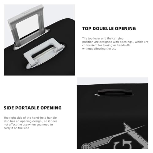 Masonic Square & Compasses Symbol Travel Luggage Cover Suitcase Protector Fits 29-32 Inch Case(Black,XL)4