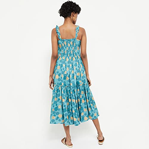 Image of Max Women's Rayon Printed Sleeveless A-Line Dress Ankle Length Ethnic