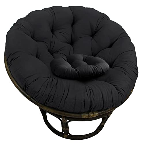 Papasan Cushion Only, Thickened Overstuffed Round Cushion 8.8lb for Papasan Chair Hanging Egg Chair (Black)