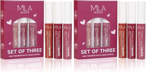Image of Mila Beaute Liquid Lipstick Set of 3 for Women I Non Transfer & Matte Finish I Lightweight & Hydrating I Rich Pigment with Tea Tree Oil I Mauves & Pinks (Pack of 2)