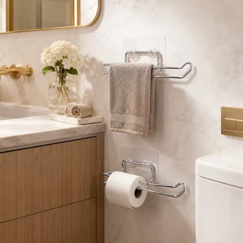 Image of Toilet Paper Roll Holder for Bathroom Tissue Paper Holder Toilet Tissue Rolls Holder Self Adhesive Toilet Paper Roll Holder Bathroom Tissue Roll Holder for Bathroom(Pack of 2)