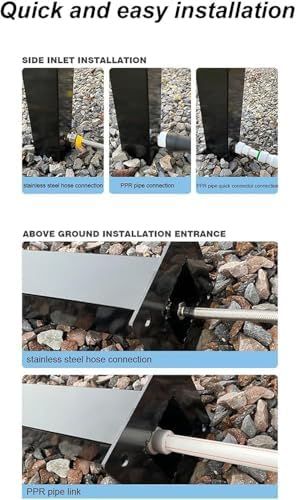 Stainless Steel Outdoor Faucet with Freestanding Hose Stand, Vertical Garden Tap for Efficient Irrigation & Cleaning, Weather-Resistant, Ideal for Gardens & Yards