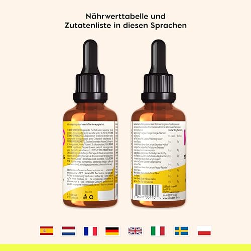 NICKS Stevia Flüssig Flavour Drops Karamell (50ml) Keto Zuckerfreie Tafelsüße ohne Kalorien, Low carb Zuckerersatz, Süßstoff, Flüssigsüße, Alternative zu Zucker, Süßungsmittel mit Pipette