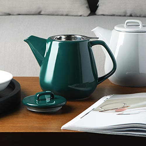Sweejar Ceramic Teapot, Large Tea Pot With Stainless Steel Infuser, 40 Ounce, Blooming & Loose Leaf Teapot For Tea Lover, Gift, Family,(Jade) #TOP4
