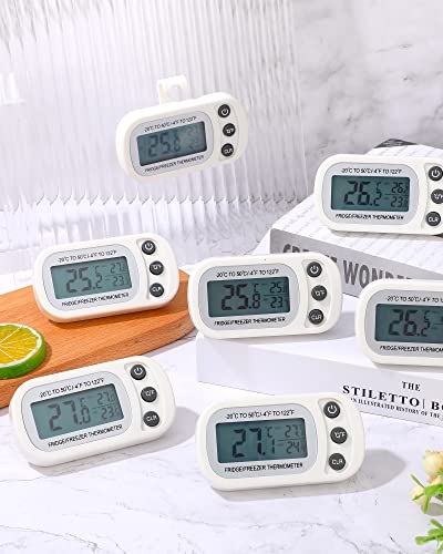 Frienda 12 Pack Digital Fridge Thermometer Waterproof Freezer Room Max/ Min Record Function With Large Lcd Screen Refrigerator Hook & Magnetic Back For Kitchen Home (White) #TOP4