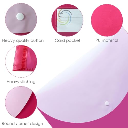 Image of Shuban Double Pocket Document Folders Letter A4 Size File Envelopes with Label Pocket & Paste Button for School Home Work Office Organization (Style-1-Double Pocket Bag (Standard)-4Pcs-Multi Color)