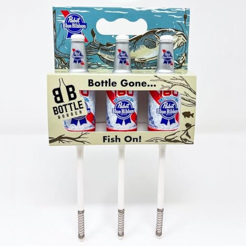Southern Bell Brands 3-Pack Pabst Blue Ribbon Beer Bottle Fishing Bobbers – Spring Slip Bobbers for Trout and Bass Fishing