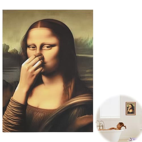 Humorvolles Mona Lisa Poster 30x40cm Vintage Badezimmer Kunst Mona Lisa Nase Zu Lustiges Wandbild für Toilette Deko Gesprächsstarter für Party Wohnzimmer Hotel Garten Innenbereich Ohne Rahmen (A)
