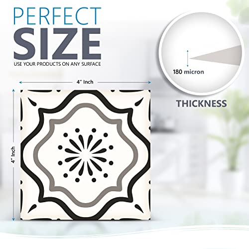 Black & White Collection Peel And Stick Tile Stickers 24 Pc Set Backsplash Tile Decals Bathroom & Kitchen Vinyl Wall Decals Easy To Apply Just Peel & Stick Home Decor (Black & White B5, 4X4 Inch) #TOP1