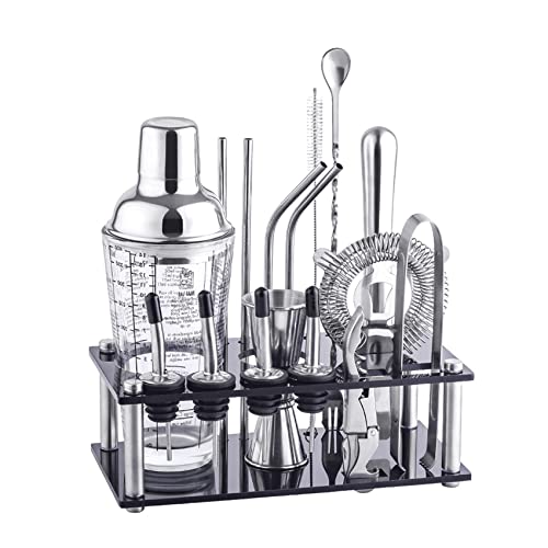 SAVORLIVING Cocktail Shaker Set, 17-Piece Stainless Steel Bartender Kit with Acrylic Stand, Professional Bar Tools for Home, Bars, Parties Drink Mixing, Premium Bartending Set Gift