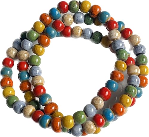 Native American Bracelet for Women Cute Colorful Ceramic Wrap Bracelet 3 Row Wide Layered Stackable Beaded Stretch Bracelet Vintage Native Jewelry Bohemian Hippie Sweater Necklace for Ladies