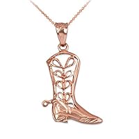 LA BLINGZ 10K Rose Gold Filigree Cowboy Boot Necklace (16.0)