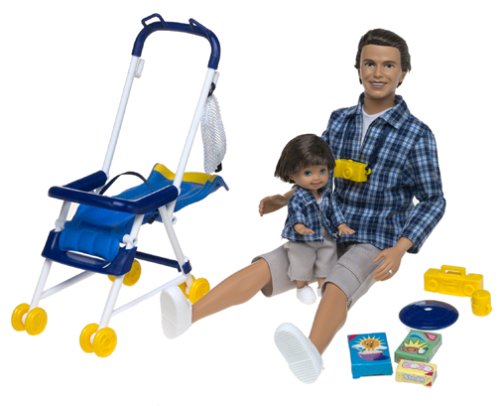 Mattel Barbie Happy Family Dad & Son with Stroller Alan & Ryan 