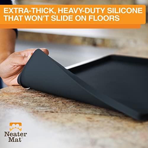 Image of Neater Pet Brands Neater Mat - Waterproof Silicone Pet Bowls Mat - Protect Floors from Food & Water (19 inch x 12 inch, Midnight Black)