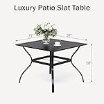 PHI VILLA 37 Inch Outdoor Dining Table Metal Steel Slat Square Patio Dining Table with 1.57" Umbrella Hole for Garden, Backyard and Porch (Classic Black) - Image 3