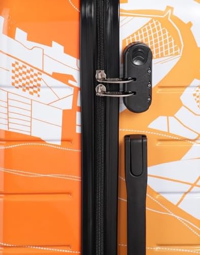 Image of TEAKWOOD LEATHERS Twin Printed 360 Degree Rotation Hard Cabin Trolley Bag (Orange, Medium)