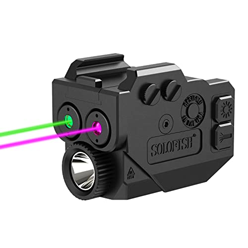 Image of SOLOFISH 500lm Pistol Light and Purple /Infrared (IR) /Green Blue Beam Combo, Rechargeable Aluminum Weapon Light and Beams for Guns with a Rail