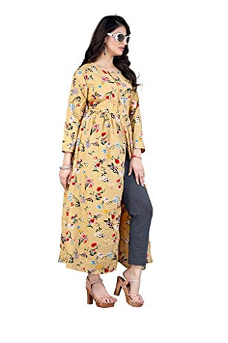 Image of H.E HAMZA ENTERPRISER Printed Crepe Material Brown Western Dress For Women