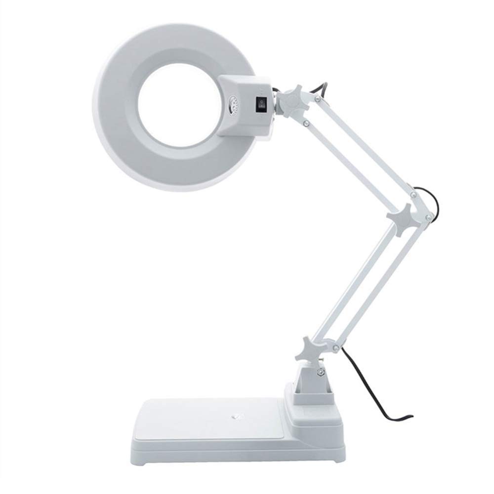 Lupa LED 3X/5X/8X/10X, Lupa de 127 mm con Soporte para lámpara LED, Altura Ajustable, para Mesa de Escritorio, Lupa iluminada para Lectura, Manualidades, Pasatiempos.