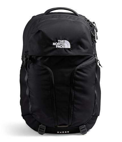 The North Face Women's Surge Commuter Laptop Backpack - Everyday Travel Bag, 16' Laptop Sleeve, Water-Repellent, TNF Black/TNF Black-NPF, One Size