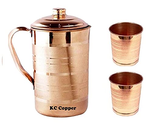 KC Pure Copper Jug For Health Benefits Drinking Water 2250 Ml Small Brown