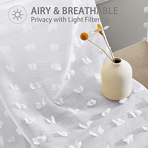 White Kitchen Curtains 54 Inch Length Kitchen Window Curtains Farmhouse Kitchen Curtains Short Small Window Curtain Valance Rv Curtains Camper Bathroom Sheer Curtain Tiers Polka Dot Rod Pocket 52X54 #TOP5