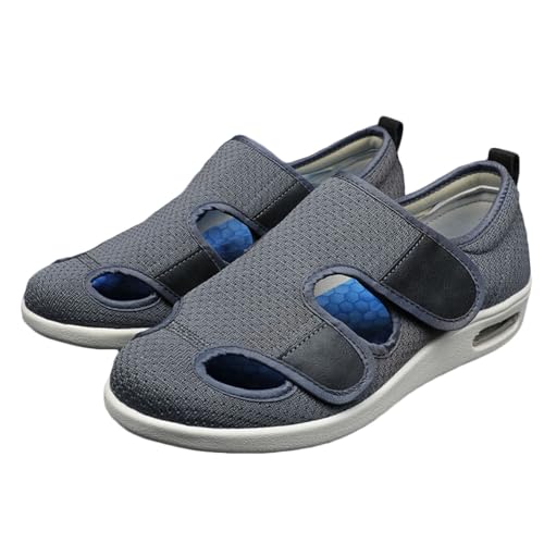 Zapatos cómodos para diabéticos para mujeres, zapatos ligeros para diabéticos para hombres, con cierre ajustable y espuma viscoelástica, para edema diabético, juanetes, artritis, pies hinchados(Gray,3