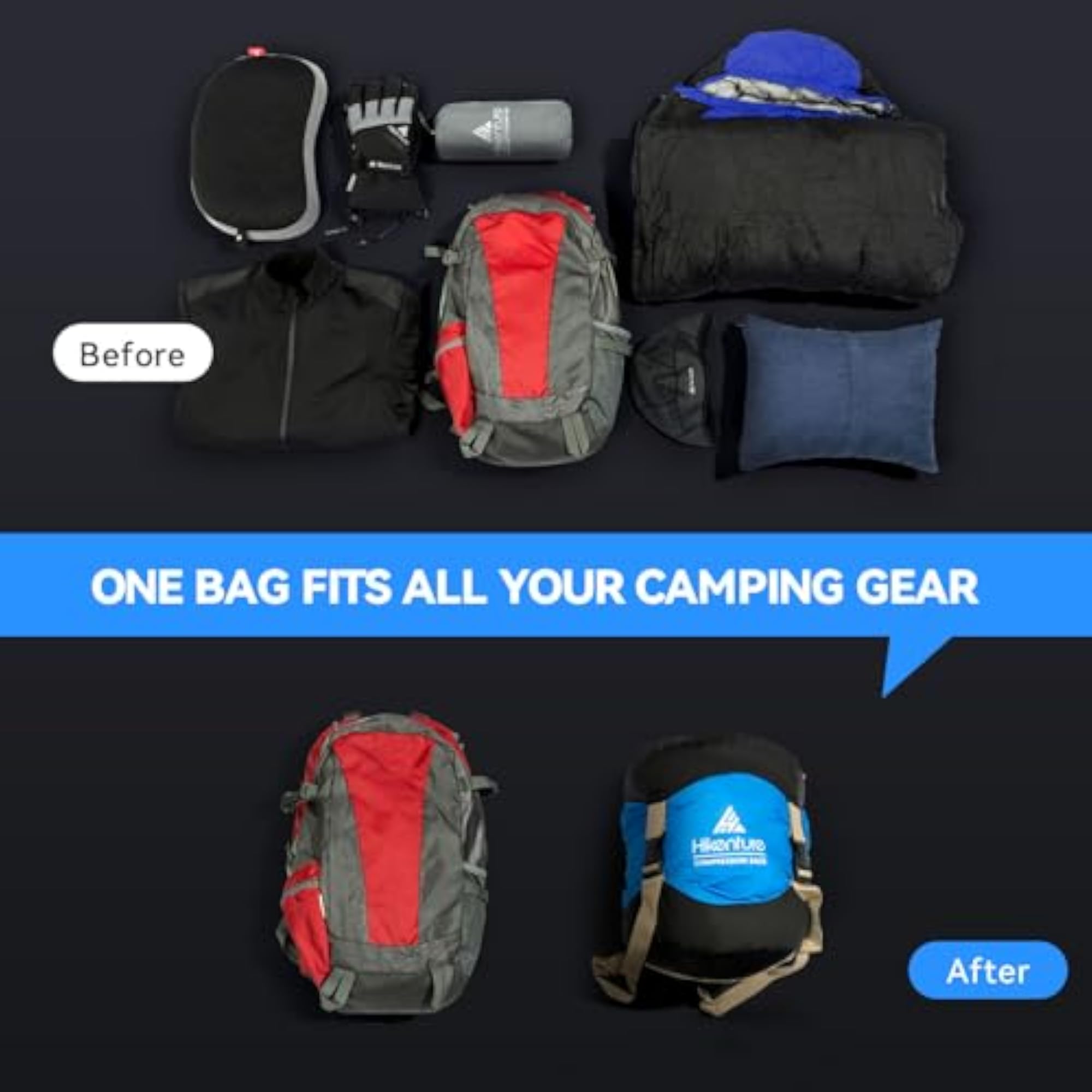 Compression Sack for Sleeping Bag, Water-Resistant
