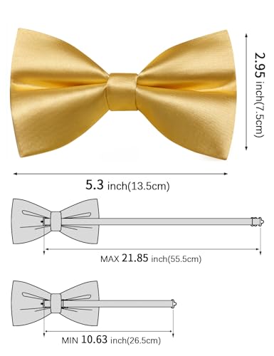 Image of Solid Color Bow Ties for Men Silk Pre-tied Tuxedo Bowtie Set 4PCS | Pre-tied in 3 seconds,adjustable 4PCS bow tie and pocket square cufflinks lapel pin set,wedding,formal,party,prom,graduation