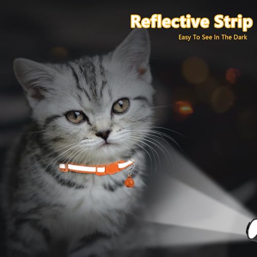 Image of Taglory 2 Pack Cat Collar with Bell, Breakaway Buckle and Reflective Strip | Adjustable 15-20 cm for 2-6 Months Cat, Quick Release Clip, Kitten and Adult Cats, Spare Collar Included, Indoor Outdoor Use