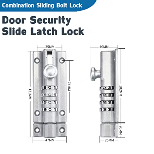 Combination Door Security Slide Latch Lock,V·resourcing® High Security 4 Digit Pin Dial Gate Lock For Sheds, Home Reinforcement, Barns, Fences, Childproofing, Cupboards, Workshop #TOP3