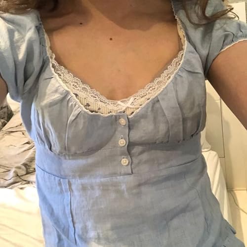 Image of Fairy Grunge Y2k Shirts Vintage Crop Tops Short Sleeve Girls Slim Fit Tees