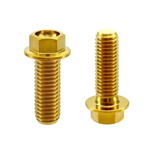 Image of Rison Titanium Flanged Hex Head Bolt M6x1.0x10mm 6AL4V Aerospace Grade Ti Bolt Gold Pack of 5