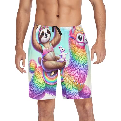Sloth Yoga Llama Cute Pajama Mens Shorts Sport Gym Lounge Sleep Shorts Funny Cool Gifts S4