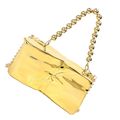 Sac de soirée minaudière dorée en acrylique à chaîne pour femme
