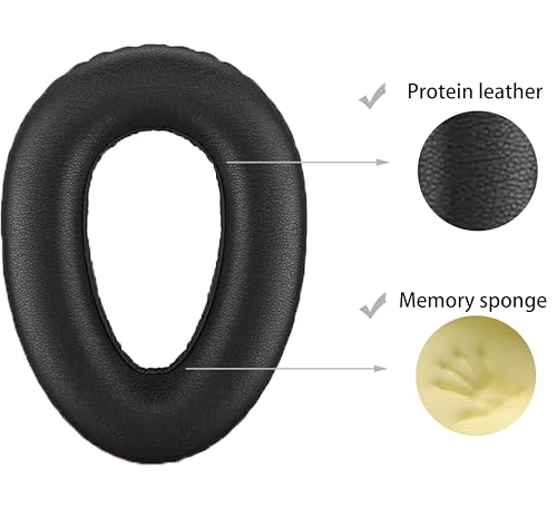 Repuestos de almohadillas para auriculares compatibles con Sennheiser PXC480 | Almohadillas suaves negras de cuero proteico y aislamiento acústico de alta densidad miniatura 2