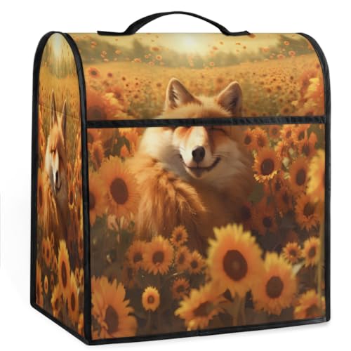 Coffee Maker Cover Flower Sunflower Fox Kitchen Appliance Covers Small Appliance Covers Blender Cover Juicer Cover Dust Covers for Kitchen Appliances with Top Handle and Pockets,Washable,C363