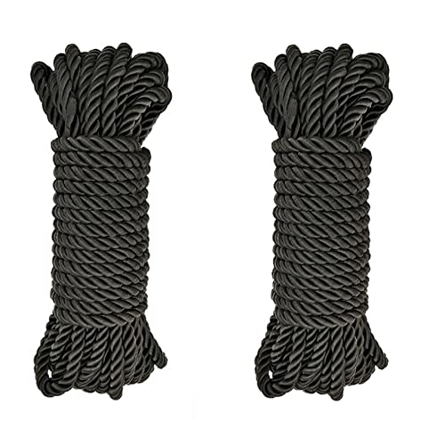WYMAODAN Corde en Polyester Souple, 2PCS 10 M / 33 Pieds 8 MM Corde Artisanale Corde 100% Nylon Corde Naturelle torsadée Longue Corde (Noir) Cover