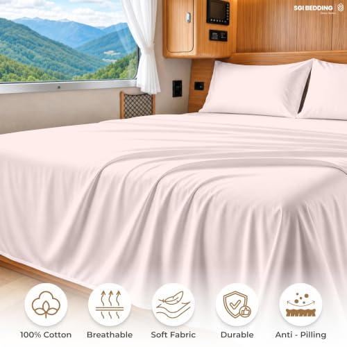 Image of SGI bedding 100% Egyptian Cotton Sheets RV King Size - 600 Thread Count Sheets Set, Soft, Cooling, 15 inch Deep Pocket, Luxury Hotel Bedding, Breathable, Durable - Blush