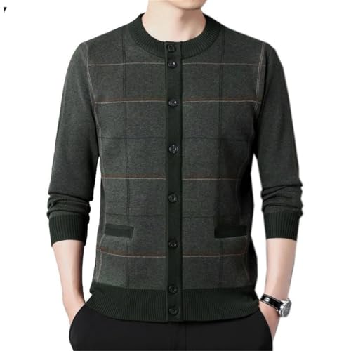 Men Sweater Cardigan Buttons Down Plaids Vintage Knit Sweater for Winter O Neck Clothing2