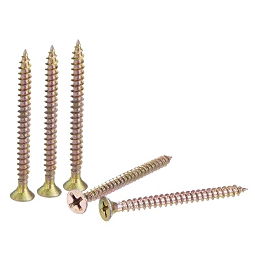 Tornillos para madera uxcell M4 x 50 mm cabeza plana 200 unidades miniatura 1