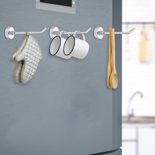 6 Stück Magnetische Haken, 0,77kg Robuste Magnethaken 7,6cm Magnethaken zum Aufhängen Stark für Kreuzfahrtkabinen, Handtuch, Grill, Küche, Garage, Arbeitsplatz (Silber)