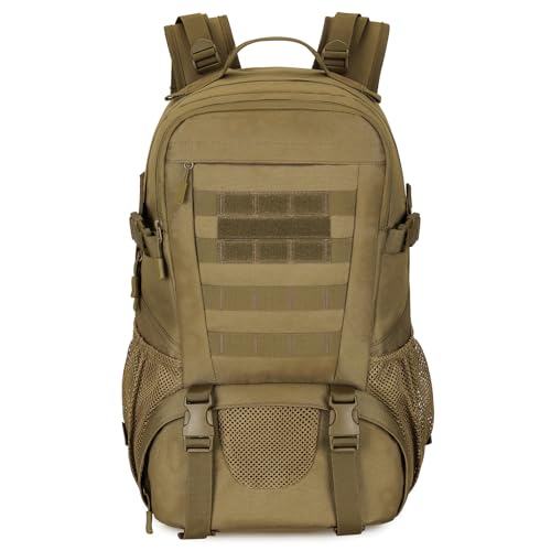 HUNTVP MOLLE - Mochila táctica militar para caza, camping, senderismo, 30 L, Marrón, L, Mochila táctica