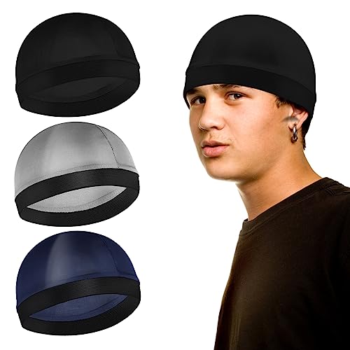 Sibba 3 Gorras Unisex De Satén Sedoso 360 540 720 Onduladas Banda Elástica Sedosa Durag Gorro Gorro Suave Transpirable para Dormir Y Ducharse Plata