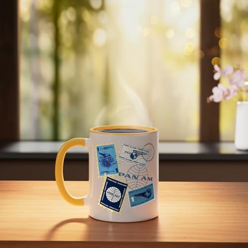 Taza de cerámica Pan Am con diseño de sellos de 11 onzas miniatura 3